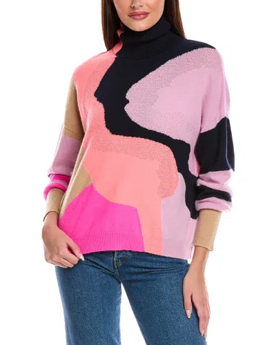 Brodie Cashmere Abstract Roll Neck Sweater In Multi
