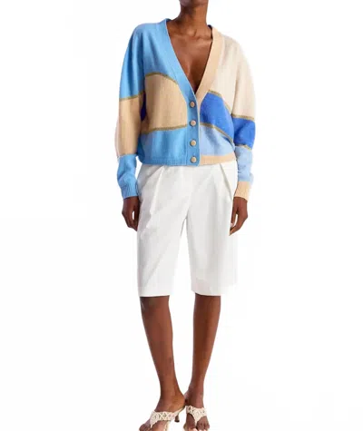 Brodie Cashmere Abstract Scenic Cardigan In Cocoa In Brown