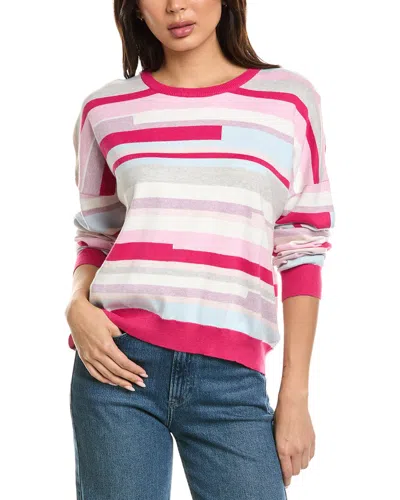 Brodie Cashmere Abstract Stripe Crewneck Cashmere-blend Sweater In Multi