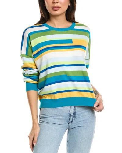 Brodie Cashmere Abstract Stripe Crewneck Cashmere-blend Sweater In Multi