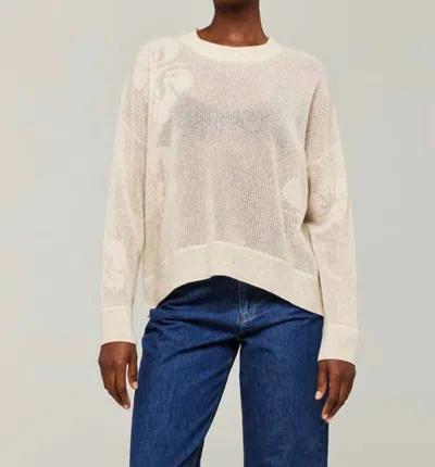 Brodie Cashmere Aloha Open Crew Sweater In Cynet/acid Lime In Neutral