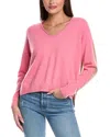 Brodie Cashmere Amy Contrast Back V-neck Cashmere Sweater In Burgundy