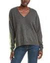 Brodie Cashmere Amy Contrast Back V-neck Cashmere Sweater In Gray