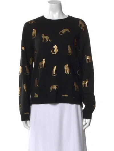 Pre-owned Brodie Cashmere Animal Print Sweater In Black