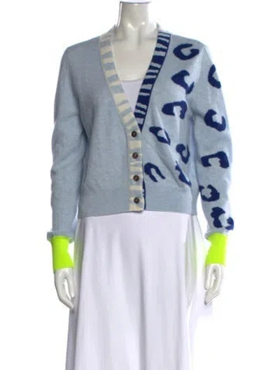 Pre-owned Brodie Cashmere Animal Print Sweater In Blue