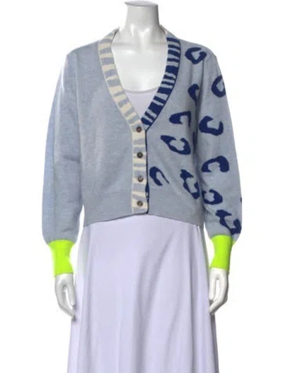 Pre-owned Brodie Cashmere Animal Print Sweater In Blue