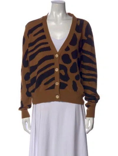 Pre-owned Brodie Cashmere Animal Print Sweater In Brown