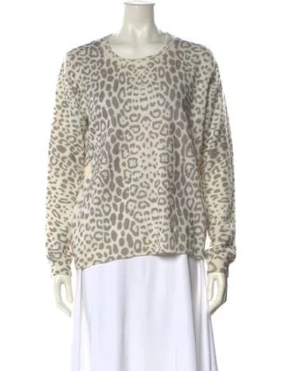 Pre-owned Brodie Cashmere Animal Print Sweater In Gray