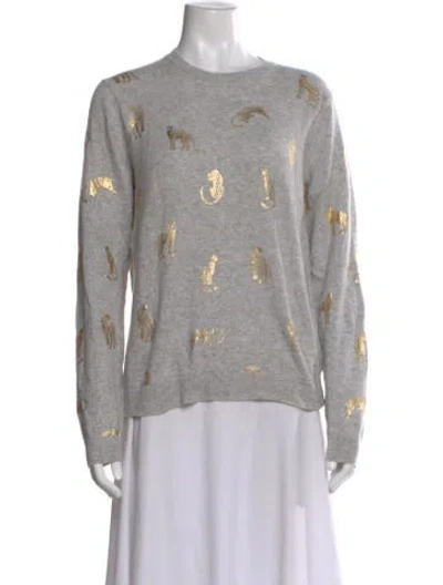 Pre-owned Brodie Cashmere Animal Print Sweater In Gray