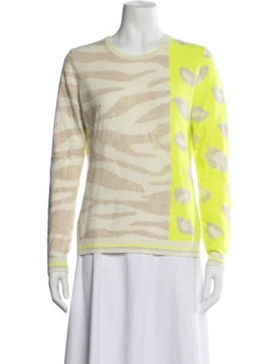 Pre-owned Brodie Cashmere Animal Print Sweater In Yellow