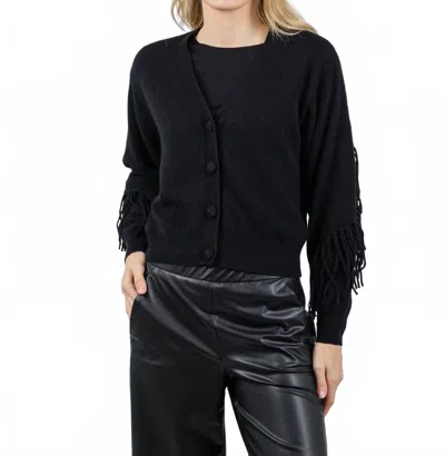 Brodie Cashmere Ashley Cashmere Fringe Cardigan In Black