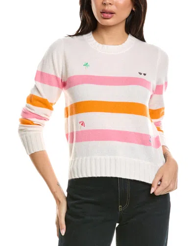 Brodie Cashmere Beach Embroidery Crewneck Cashmere Sweater In Transparent