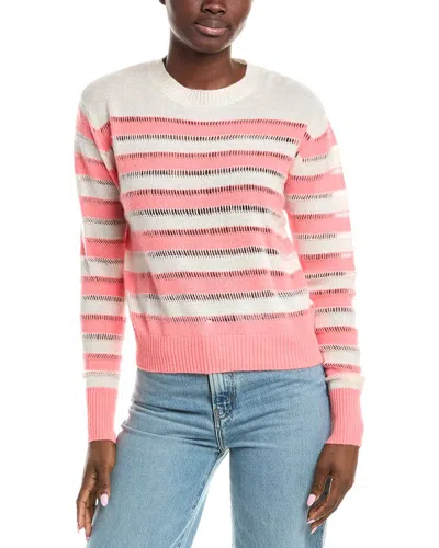 Brodie Cashmere Beach Stripe Cashmere Sweater In Pink