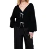 Brodie Cashmere Bling Bow Cardigan In Black In Black