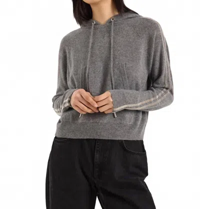 Brodie Cashmere Bree Beaded Sleeve Cashmere Hoodie In Mid Grey In Gray