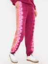 Brodie Cashmere Burnout Tie Dye Joggers In Lantana Anemone In Pink