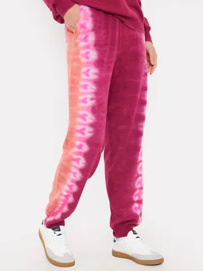 Brodie Cashmere Burnout Tie Dye Joggers In Lantana Anemone In Pink