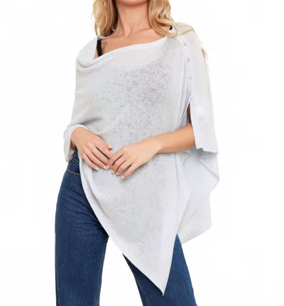 Brodie Cashmere Button Up Cashmere Shawl Top In Pearl Blue In White