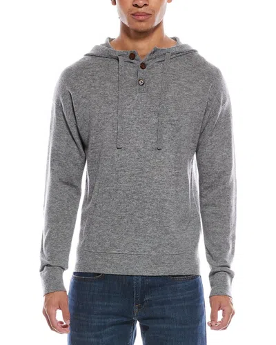 Brodie Cashmere Button Up Wool & Cashmere-blend Hoodie In Gray