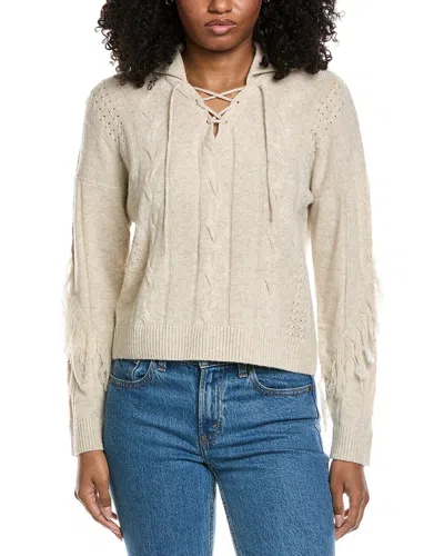 Brodie Cashmere Cable Fringe Polo Wool & Cashmere-blend Sweater In Neutral