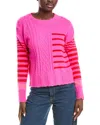 Brodie Cashmere Callie Cable Stripe Cashmere Sweater In Red