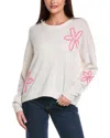 Brodie Cashmere Camilla Flower Cashmere Sweater In Gray