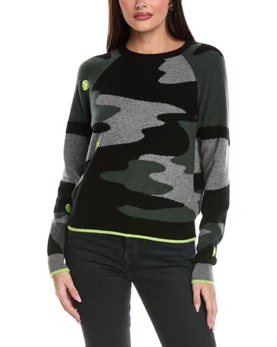 Brodie Cashmere Camo Smiley Cashmere Crewneck Sweater In Multi