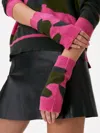 BRODIE CASHMERE CAMO WRIST WARMERS IN PARTY PINK
