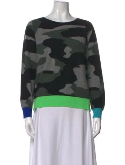 Pre-owned Brodie Cashmere Camouflage Print Sweater In Green
