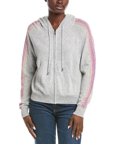 Brodie Cashmere Carley Hooded Cashmere Cardigan In Gray