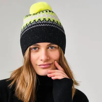 Brodie Cashmere Cashmere Electric Fairisle Beanie In Tinder/citron In Multi