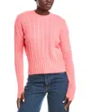 Brodie Cashmere Cathy Cable Cashmere Sweater In Pink