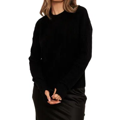 BRODIE CASHMERE CATHY CABLE CREW TEE IN BLACK