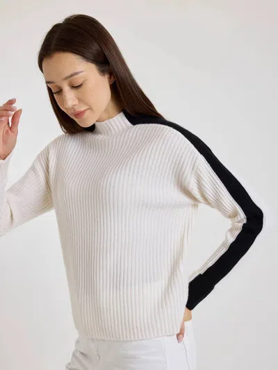 Brodie Cashmere Chamonix Mock Neck Jumper In Organic White In Neutral