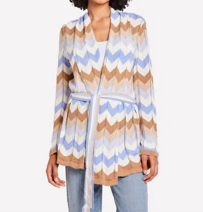 Brodie Cashmere Chevron Wrap Cardigan In Crema In Multi