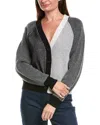 Brodie Cashmere Colorblock Cashmere Cardigan In Gray In Gray