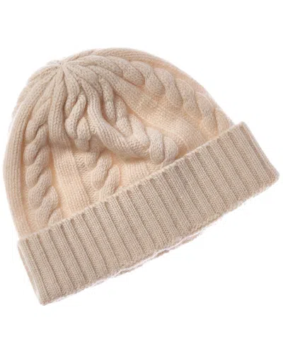 Brodie Cashmere Chunky Cable Pom Pom Cashmere Hat In Neutral