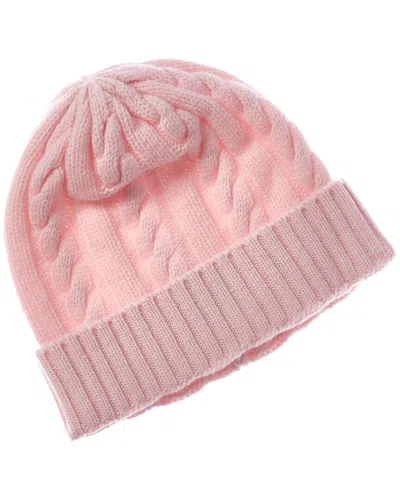 Brodie Cashmere Chunky Cable Pom Pom Cashmere Hat In Pink