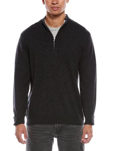 Brodie Cashmere Classic Wool & Cashmere-blend 1/4-zip Mock Sweater In Gray