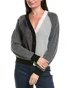 Brodie Cashmere Colorblock Cashmere Cardigan In Gray In Gray