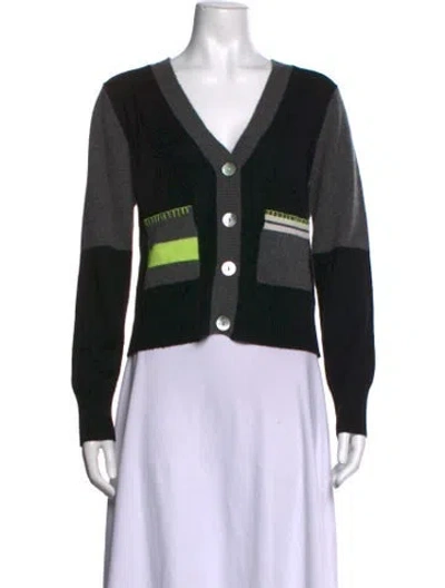Pre-owned Brodie Cashmere Colorblock Pattern Sweater In Black