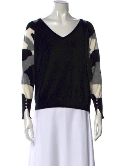 Pre-owned Brodie Cashmere Colorblock Pattern Sweater In Black