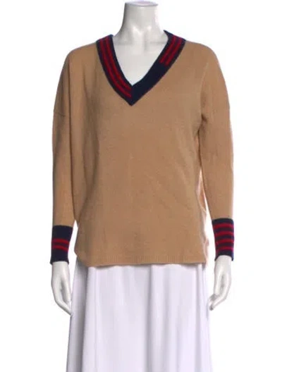 Pre-owned Brodie Cashmere Colorblock Pattern Sweater In Brown