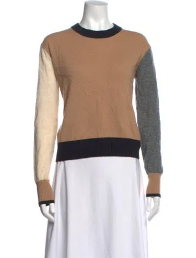 Pre-owned Brodie Cashmere Colorblock Pattern Sweater In Brown/neutrals