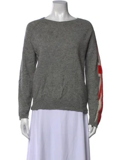Pre-owned Brodie Cashmere Colorblock Pattern Sweater In Grey