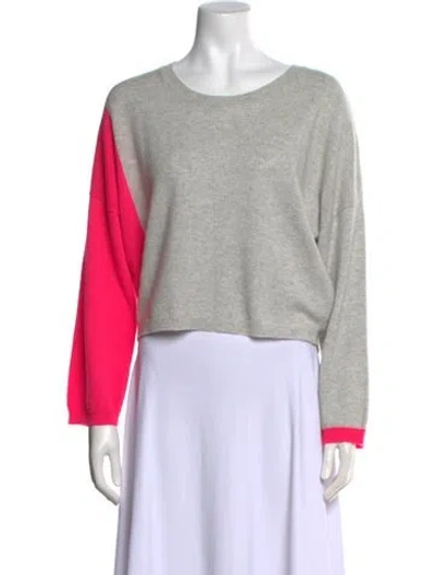 Pre-owned Brodie Cashmere Colorblock Pattern Sweater In White