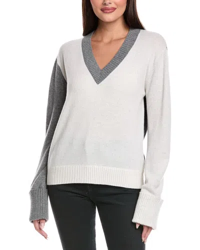 Brodie Cashmere Colorblocked V-neck Cashmere Sweater In Multi