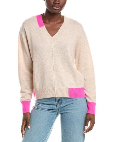 Brodie Cashmere Colour Pop Maria V-neck Cashmere Sweater In Neutral