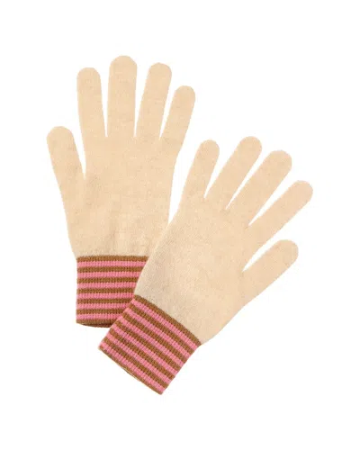Brodie Cashmere Contrast Plaited Cashmere Gloves In Brown