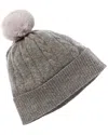 Brodie Cashmere Contrast Pom Cable Cashmere Hat In Grey